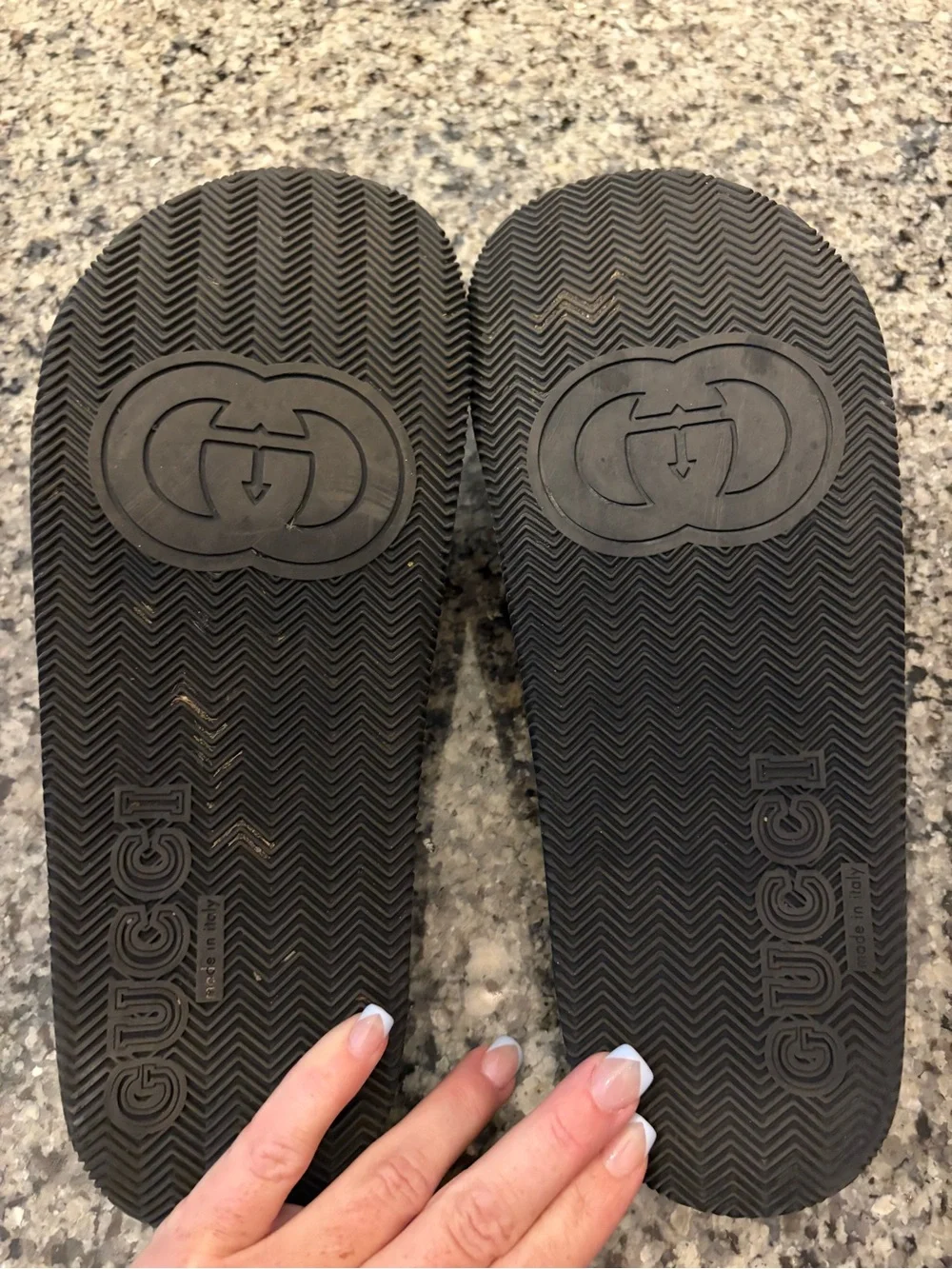 Gucci Black Slides with Red and Green Signature Stripe